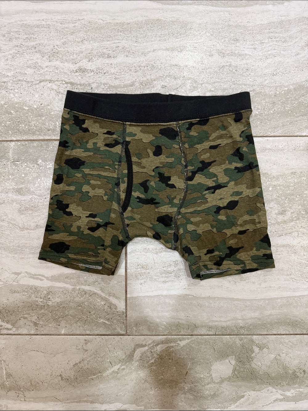 Hanes Green Camo Cotton Boxer Briefs with Black Waistband